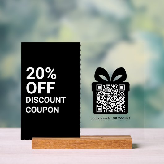 Shop Discount Coupon QR Code black Marketing アクリルサイン (ニュートラル)