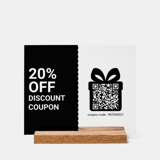 Shop Discount Coupon QR Code black Marketing アクリルサイン (正面)