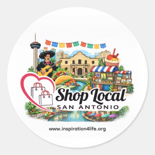 Shop Local San Antonio Round Sticker ラウンドシール (正面)