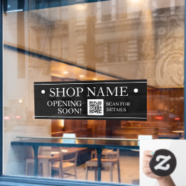 SHOP NAME オープニング間近 QRコード ブラック&ホワイト ウィンドウサイン