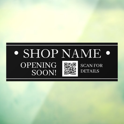SHOP NAME, Opening Soon, QR Code, Black & White ウィンドウサイン (シート3)