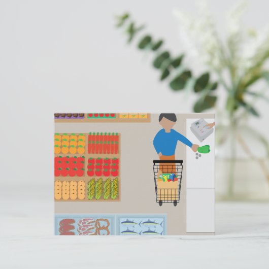 Shopper from a Grocery Store ポストカード (スタンド正面)
