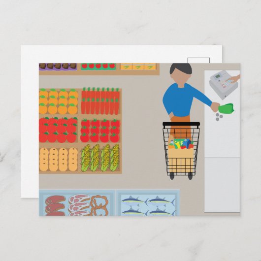 Shopper from a Grocery Store ポストカード (正面/裏面)