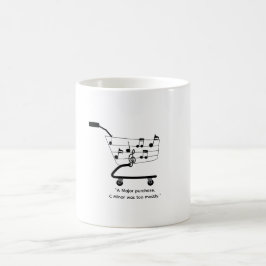 Shopping cart mug with musical notes, funny, humor コーヒーマグカップ