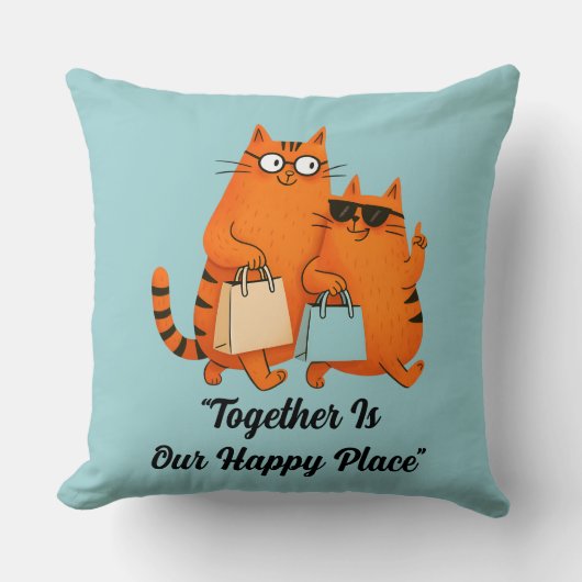 Shopping Day Cat Love クッション (正面)