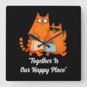 Shopping Day Cat Love スクエア壁時計 (正面)