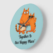 Shopping Day Cat Love ラージ壁時計 (傾斜)