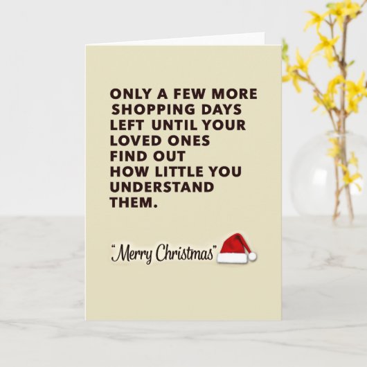 Shopping Days Left Funny Sarcastic Christmas Card カード (黄色い花)