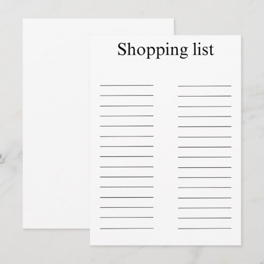 Shopping list ノートカード (正面/裏面)