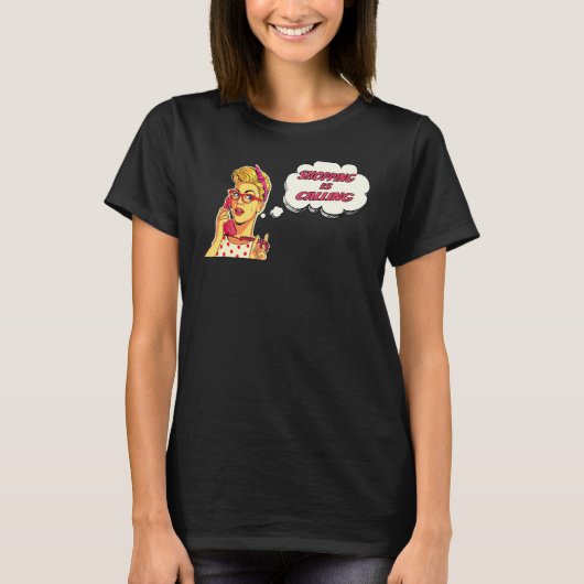 Shoppingsuchtポップ・アートのショッピングが呼び出し Tシャツ (正面)