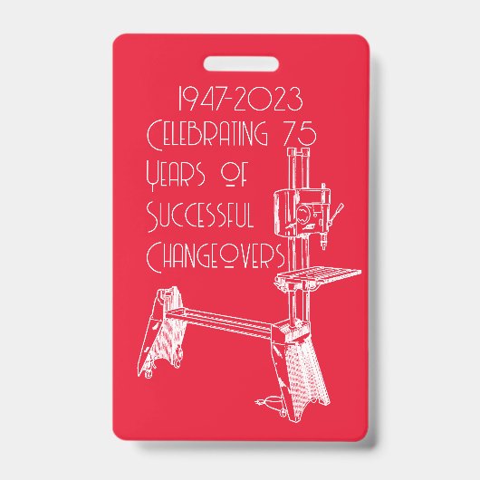 Shopsmith 75th Anniversaryお祝い名バッジ バッジ (正面)