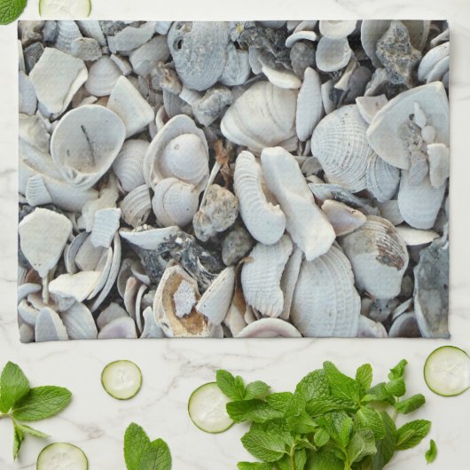 Shoreline Shells Coastal Texture キッチンタオル (折り畳み)