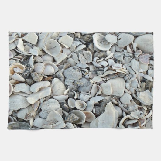 Shoreline Shells Coastal Texture キッチンタオル (横)