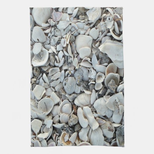 Shoreline Shells Coastal Texture キッチンタオル (縦)