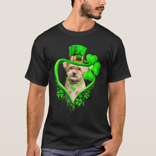 Shorkie Dog St Patricks Day Lover Irish Shamrock Tシャツ (正面)