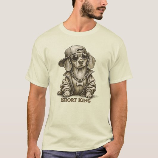 Short King – Dachshund image. Tシャツ (正面)