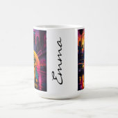 Short King Dachshund Retro 80s Mug, Custom Name コーヒーマグカップ (中央)