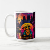 Short King Dachshund Retro 80s Mug, Custom Name コーヒーマグカップ (左)