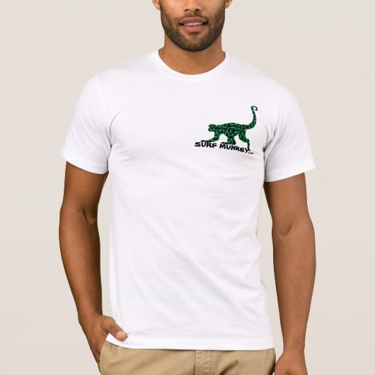 ShortboarderのMunkeyの黒前部/背部で緑化して下さい Tシャツ (正面)
