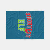 Shortest Elf Christmas Family Matching Group Xmas  フリースブランケット (正面(横))