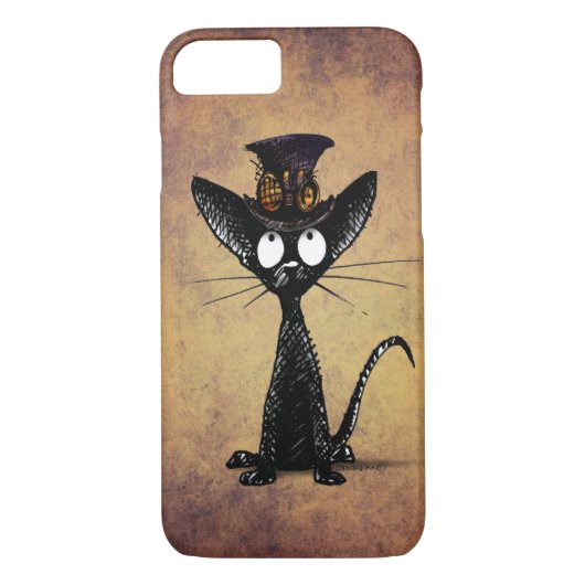 Shorthairおもしろいで黒い東洋のSteampunk猫 Case-Mate iPhoneケース (裏面)