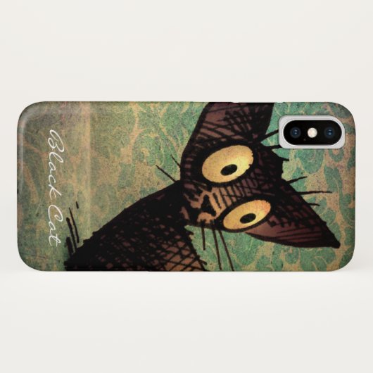 Shorthairのおもしろいでかわいい東洋の黒猫 Case-Mate iPhoneケース (裏面(横))