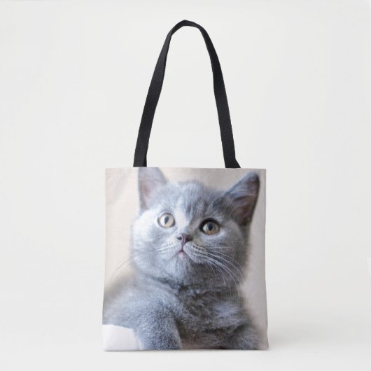 Shorthair灰色のイギリスの猫 トートバッグ (正面)