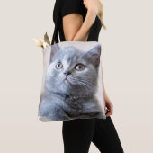 Shorthair灰色のイギリスの猫 トートバッグ (クローズアップ)