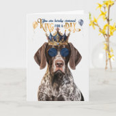 Shorthair Pointer Dog King for Day Funny Birthday カード (黄色い花)