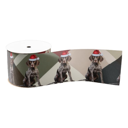 Shorthair Pointer Holiday Plaid Cute Dog Christmas グログランリボン (リール)