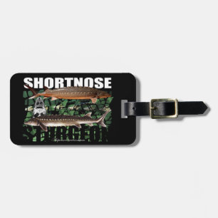 Shortnoseのチョウザメのコラージュの荷物のラベル ラゲッジタグ