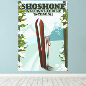 Shoshone National Forest Ski旅行ポスター キャンバスプリント (インサイチュ (ウッドフロア))