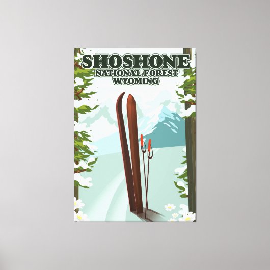 Shoshone National Forest Ski旅行ポスター キャンバスプリント (正面)