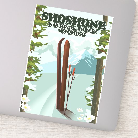 Shoshone National Forest Ski旅行ポスター シール (詳細)