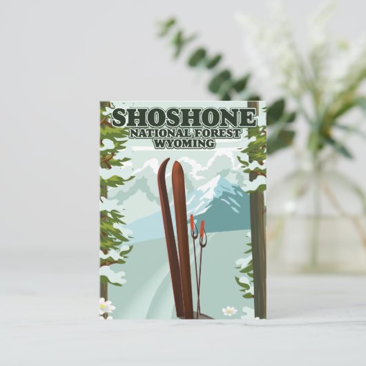 Shoshone National Forest Ski旅行ポスター ポストカード (スタンド正面)