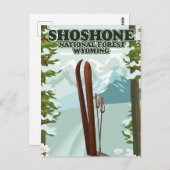 Shoshone National Forest Ski旅行ポスター ポストカード (正面/裏面)