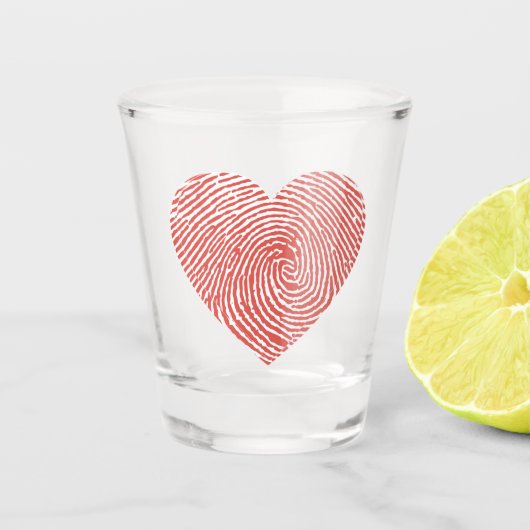 Shot Glass Heart Fingerprint – Unique Love Print  ショットグラス (正面)