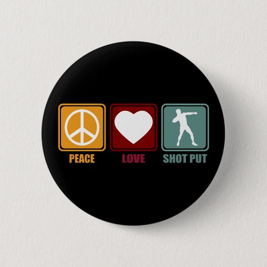 Shot Put Putter Dad Girl Peace Love Design Gift 缶バッジ (正面)