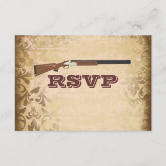 Shotgunおもしろいの結婚Brown Damask RSVPカード