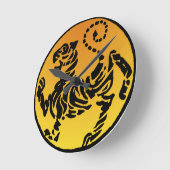 Shotokanのトラ-金ゴールド ラウンド壁時計 (傾斜)