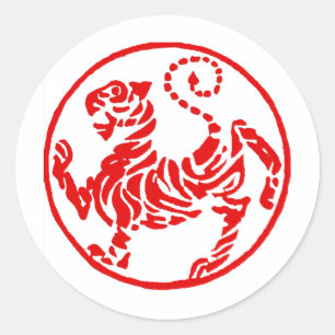 Shotokan赤い朝日のトラの日本人の空手 ラウンドシール