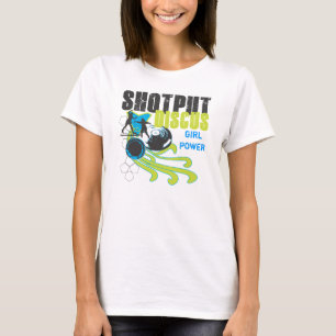 Shotputおよび円盤投げ-女の子力のフード付きスウェットシャツ Tシャツ