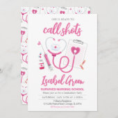 Shotsを呼び出す準備ができてナース卒業 招待状 (正面/裏面)