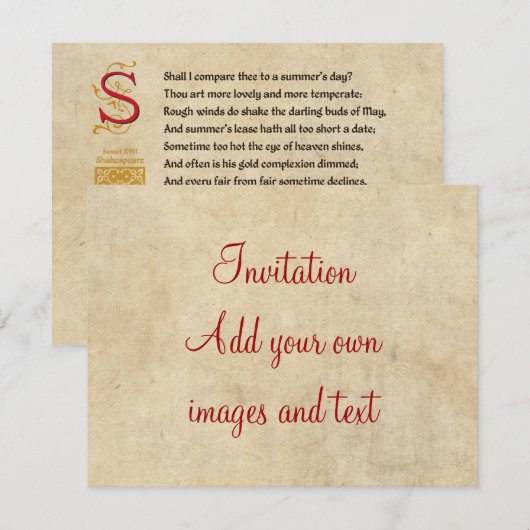 Should I compare thee to a summer's day? 招待状 (正面/裏面)