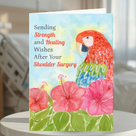 Shoulder Surgery Healing Scarlet Macaws, Hibiscus カード
