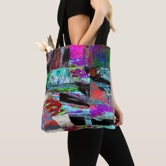 Shoulder Tote – Neon Pulse トートバッグ (クローズアップ)