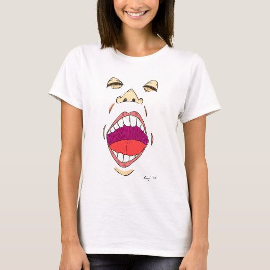 "Shout"ウォメンズスパゲッティタンク Tシャツ (正面)