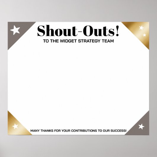 Shout out board employee daily kudos post-its ポスター (正面)
