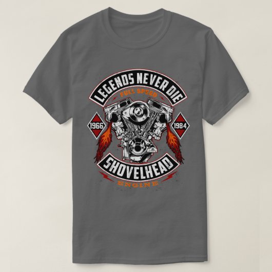 SHOVELHEAD 1966-1984モーターサイクルオールドスクールC Tシャツ (デザイン正面)