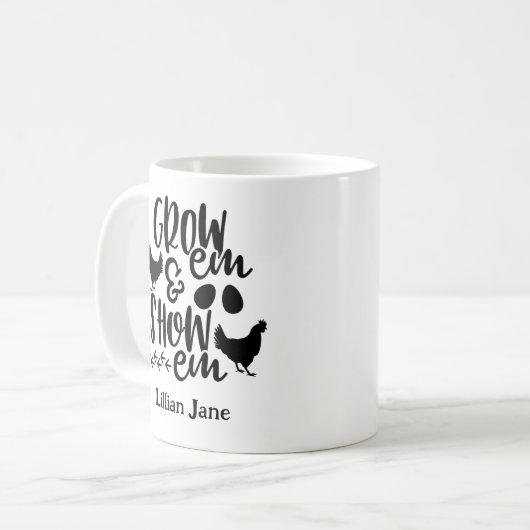 Show Chickens Custom Name コーヒーマグカップ (正面左)